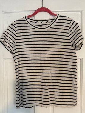 J. Crew Girlfriend Tee Navy & White Striped Crew Neck